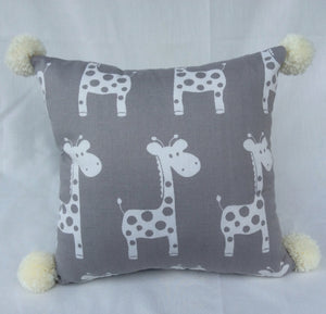 Giraffe Cushion with PomPoms