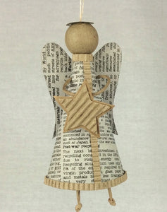 Recycled Paper Christmas Decoration - Angel box pack/12