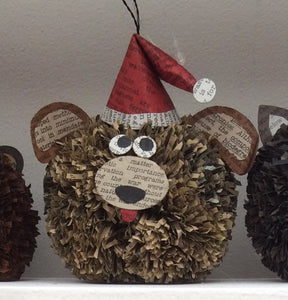 PomPom Hat Christmas Decoration - recycled paper