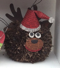 Load image into Gallery viewer, PomPom Hat Christmas Decoration - recycled paper