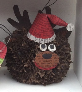 PomPom Hat Christmas Decoration - recycled paper